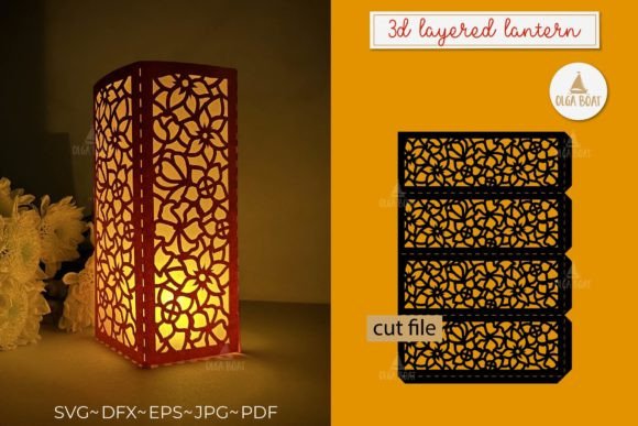 3D SVG Flower Lantern Template for Centerpieces and Romantic Branding