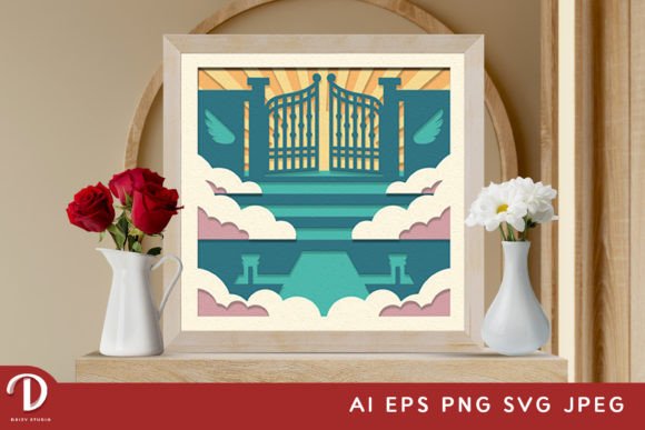 Angelic Heaven’s Gate 3D - Memorial SVG for Shadow Box Projects