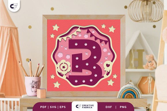 Baby Alphabet B Monogram 3D SVG: A Delicate Design Asset for Themed Projects