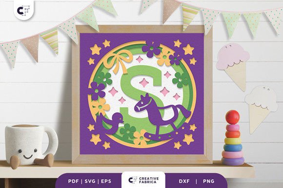 Baby Alphabet S Monogram 3D SVG for Editorial Use