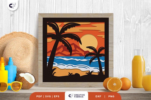 Beach Sunset 3D SVG for Summer Branding