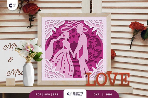 Bride and Groom Ceremony 3D SVG for Table Decorations