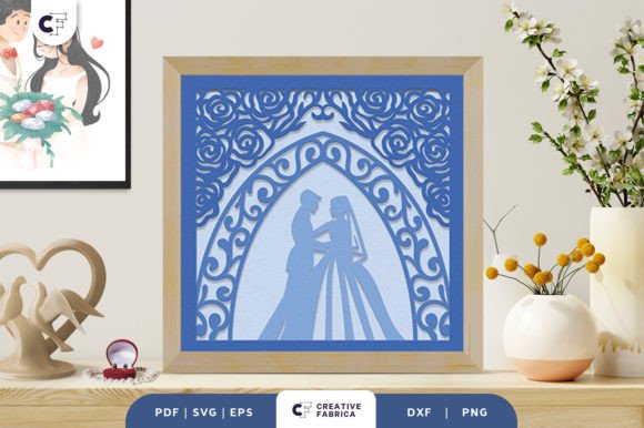 Bride and Groom Wedding 3D Light Box: A Design Asset for Elegant Branding