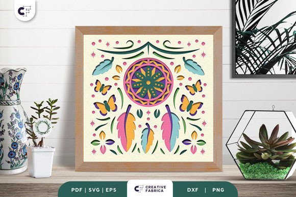 Butterfly Dreamcatcher 3D SVG for Ornaments and Decor Projects