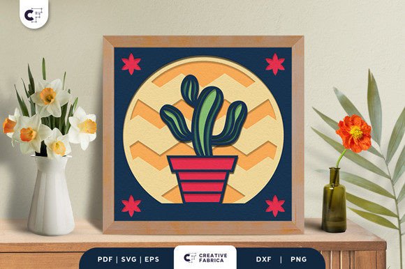 Cactus Plant in a Pot 3D Shadow Box SVG Review for Real Projects