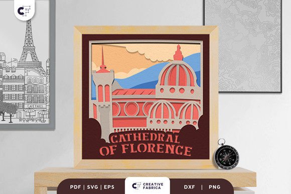 Cathedral of Florence Italy 3D Shadowbox – A Versatile SVG Asset for Creative Projects