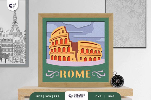 Colosseum Italy 3D Shadow Box Paper Cut: A Powerful 3D SVG Graphic for Country-Themed Branding
