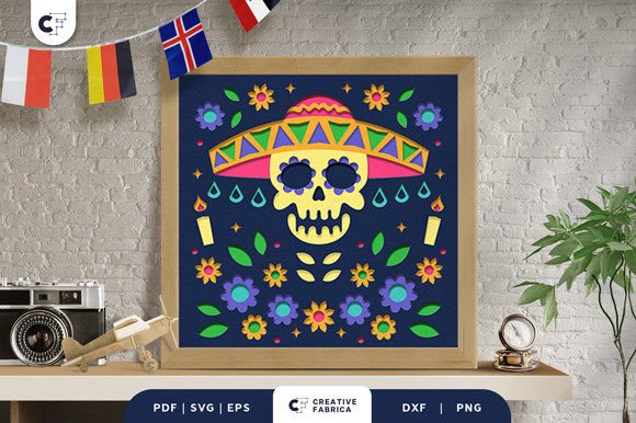Dia De Los Muertos 3D Light Box: A Festive 3D SVG for Local Business Branding