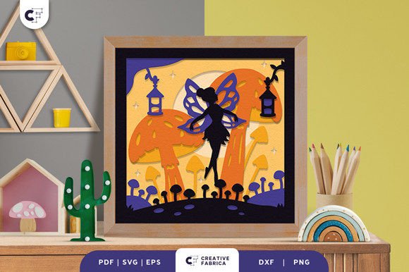 Fairy with Big Mushroom 3D SVG for Fantasy Crafts