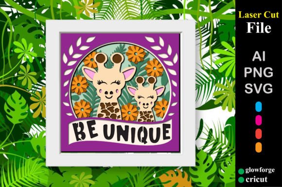 Giraffe Layered 3D SVG Shadow Box for Small Business Branding