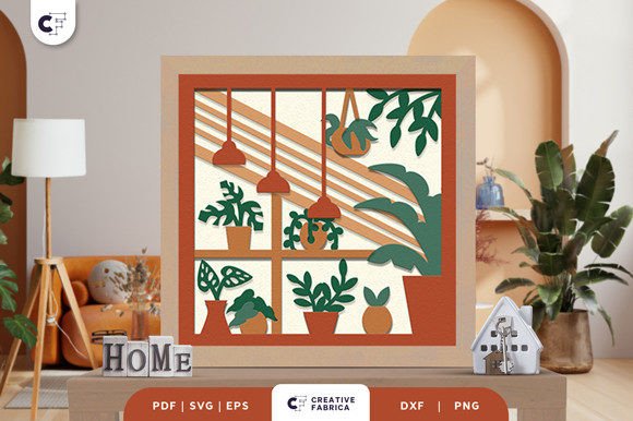 House Full of Plant 3D Light Box: A Versatile Graphic Design Asset for Ornaments and Branding
