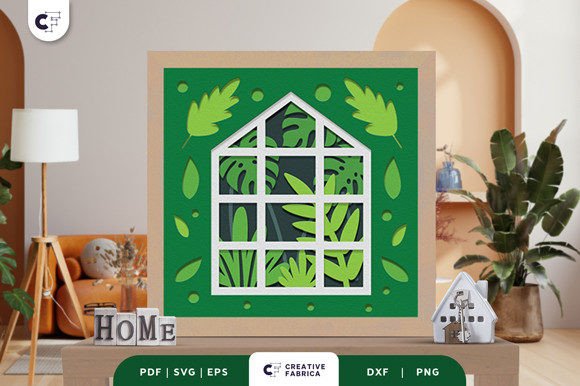 House Plant 3D Shadow Box Papercut SVG: A Design Asset for Creative Publishing