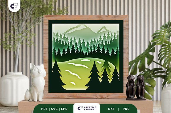 Lake in the Forest 3D Shadow Box SVG for Editorial and Web Design
