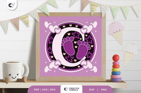Letters C Baby Girl Alphabet 3D SVG for Cute Handmade Decor