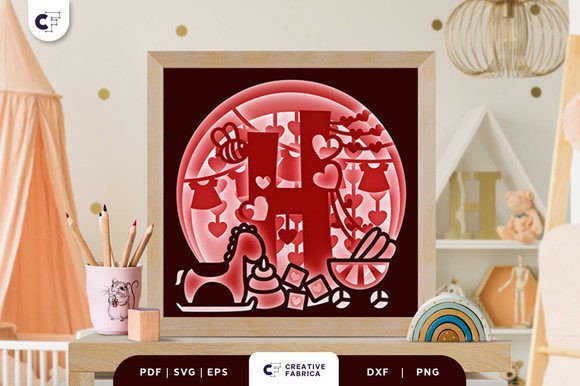 Letters H Baby Girl 3D SVG Alphabet for Real Crafting