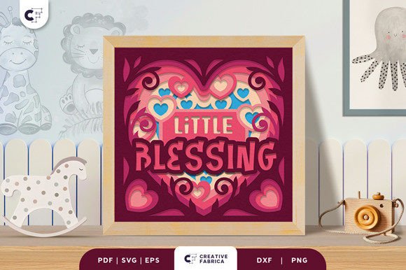 Little Blessing Heart Shape 3D Shadowbox for Baby Branding