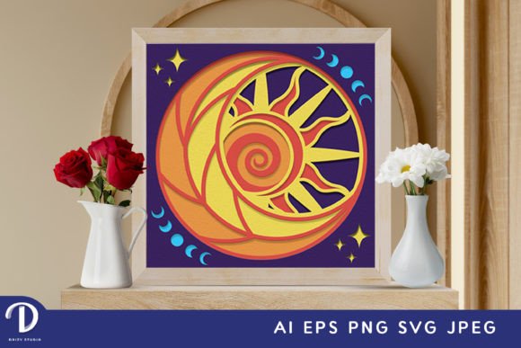 Majestic Moon and Sun 3D SVG for Shadow Box Crafts