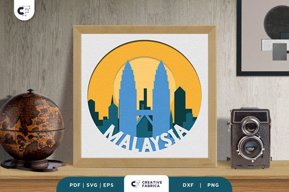 Malaysia Twin Tower 3D SVG for Country-Themed Design Assets