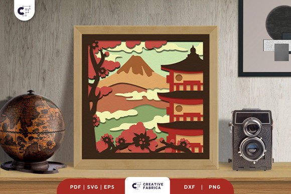 Mount Fuji Landscape with Pagoda 3D SVG Review for Crafters