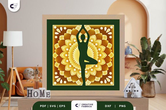 Namaste Lotus 3D Shadow Box Paper Cut for Yoga and Meditation Branding