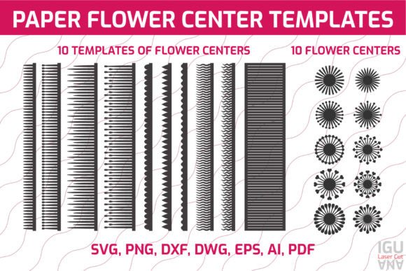 Paper Flower Centers SVG Templates for Laser Cutting and Home Decor Projects