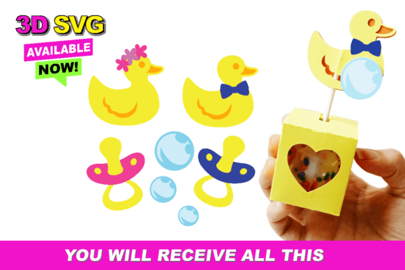 Rubber Duckie Cake Pop Box 3D SVG for Handmade Creations