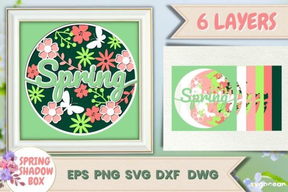 Shadow Box Spring 3D Layered SVG: A Versatile Graphic for Crafts