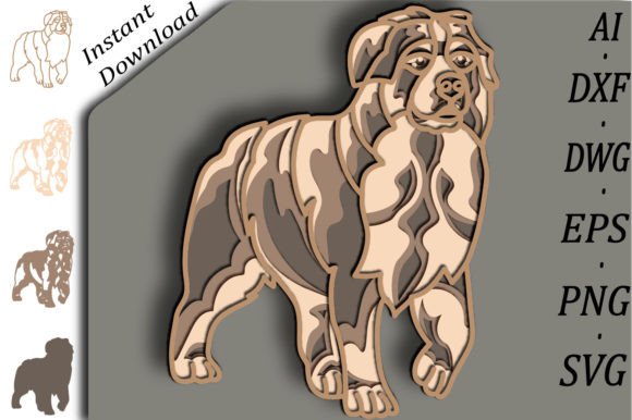 St Bernar Dog Multilayer SVG: A 3D Layered Design for Laser Cutting & Wall Decor
