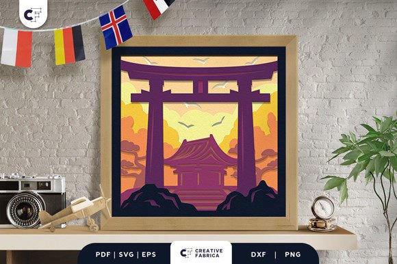 Torii Gate 3D Shadow Box Papercut: A Versatile SVG Asset for Global-Themed Content