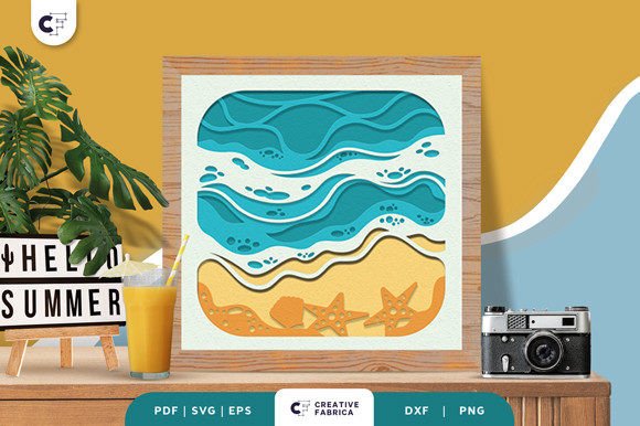 Tropical Beach 3D SVG for Summer-Themed Web Design